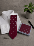 Conjunto corbata y pañuelo burdeos