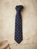 Corbata marino con perrito teckel blanco