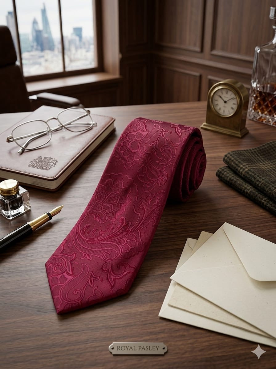 Corbata Paisley burdeos
