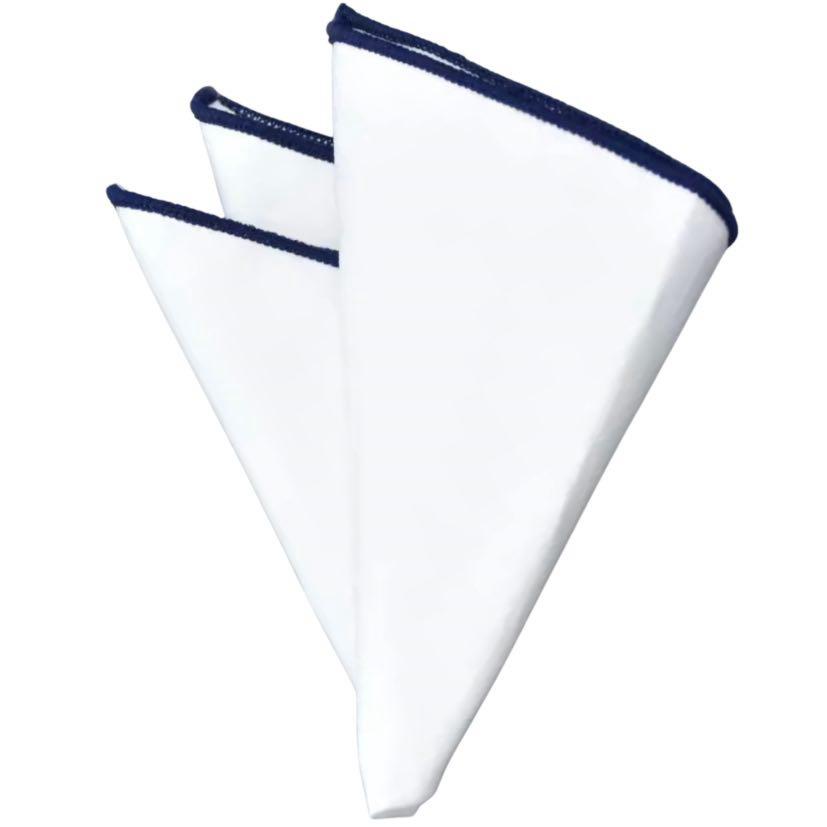 PAÑUELO BLANCO CON BORDE MARINO