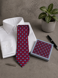Conjunto corbata y pañuelo estampado mosaico