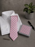Conjunto corbata y pañuelo estampado mosaico