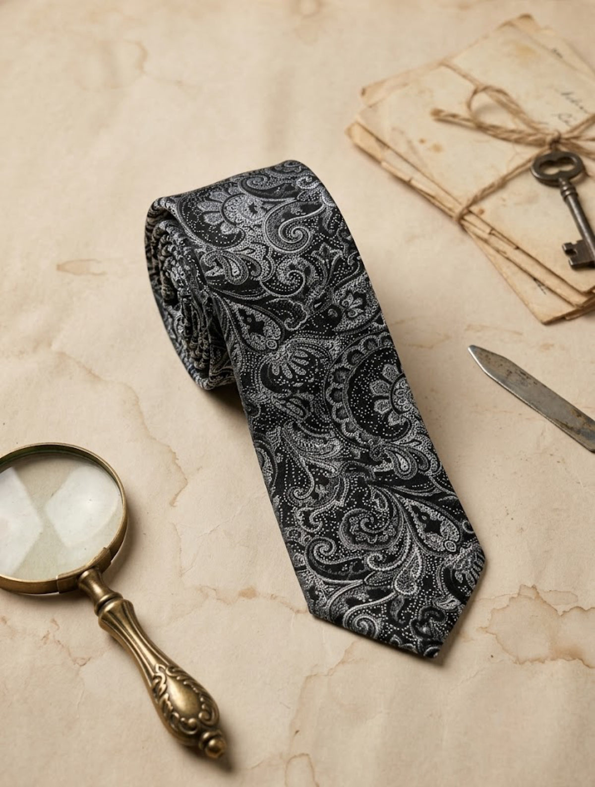Corbata Paisley negra