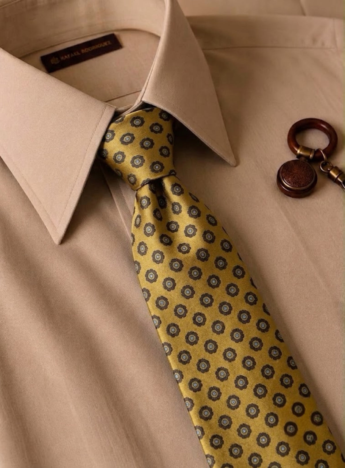 Corbata Vintage con mosaico amarillo