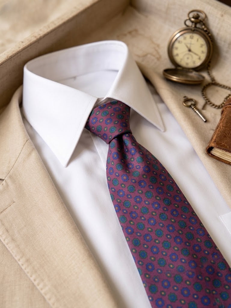 Corbata morado estampado Vintage