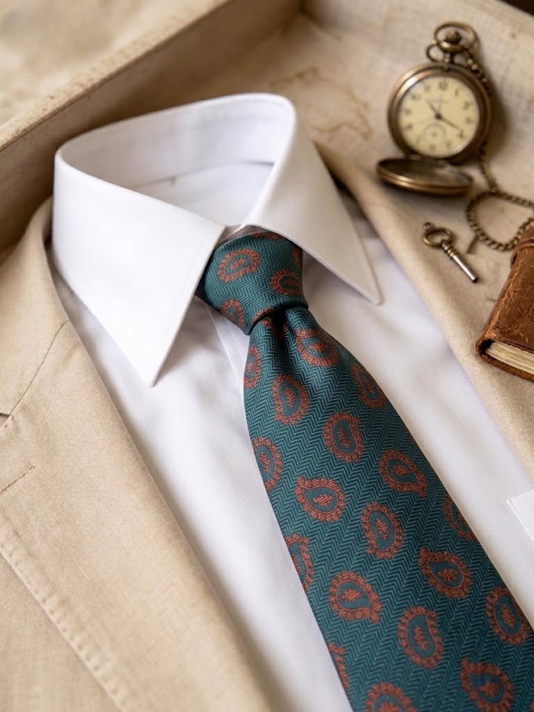 Corbata verde detalle vintage