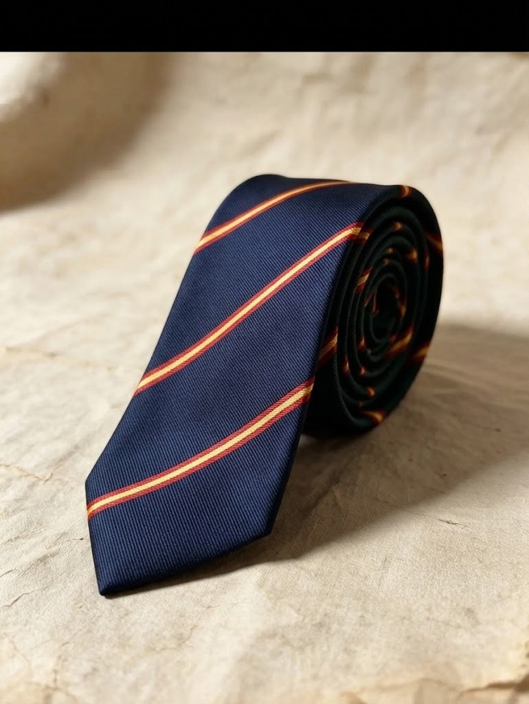 Corbata azul marino con la bandera de españa