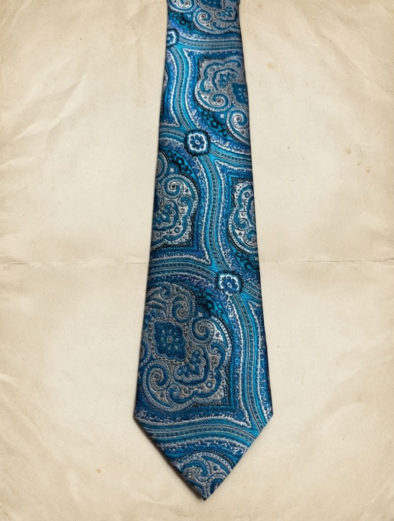 Corbata estilo paisley en tonos azules