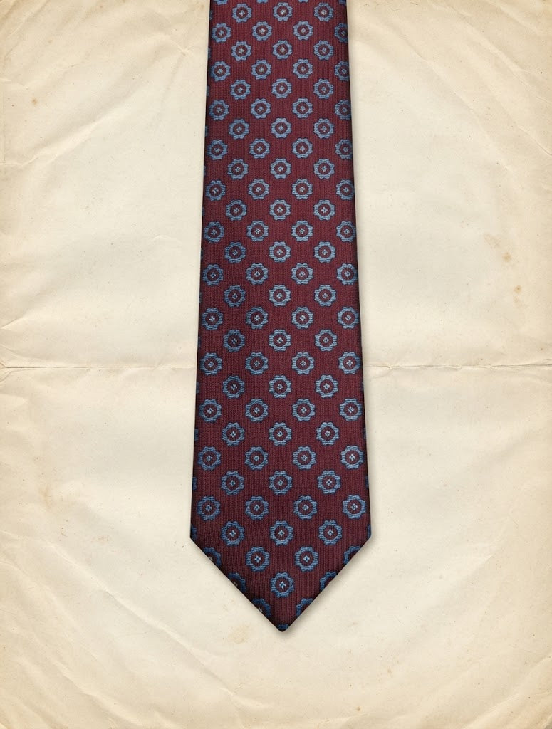 Corbata granate estampado mosaico celeste