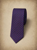 Corbata azul marino con estampado en rojo