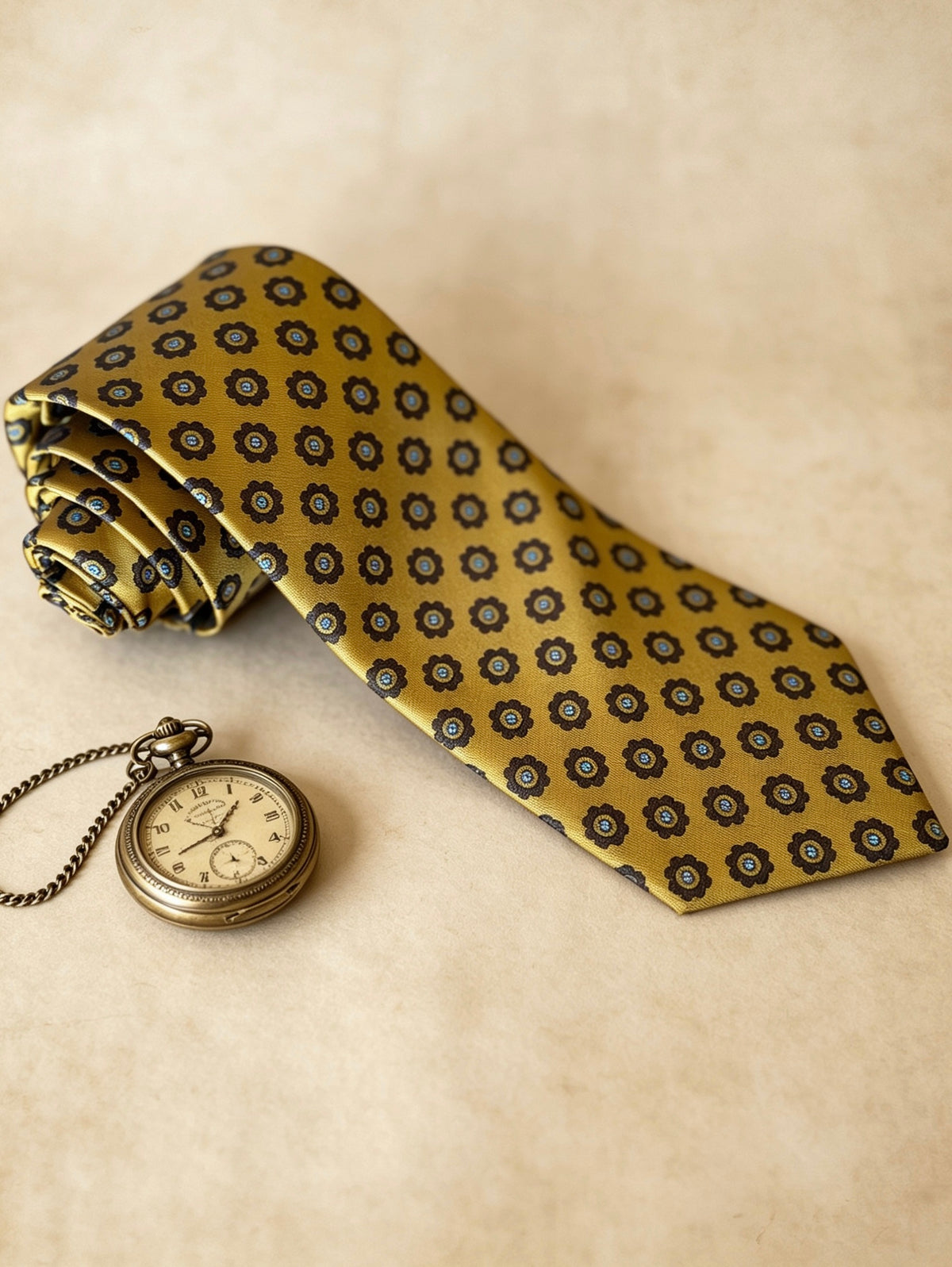 Corbata Vintage con mosaico amarillo