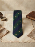Corbata raquetas marino y verde con logo dorado
